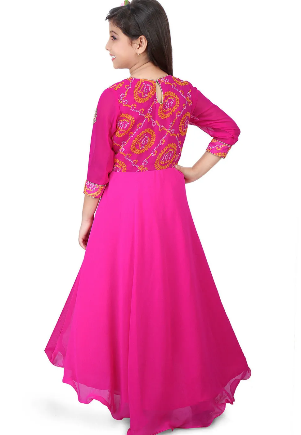Gota Patti Georgette A Line Suit in Fuchsia