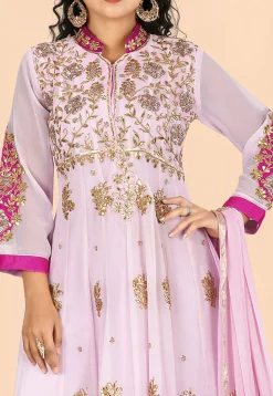Gota Patti Georgette Abaya Style Suit in Pink