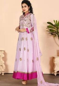 Gota Patti Georgette Abaya Style Suit in Pink