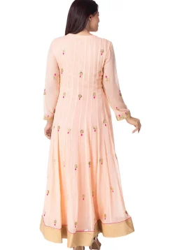 Gota Patti Georgette Abaya Style Suit in Light Peach