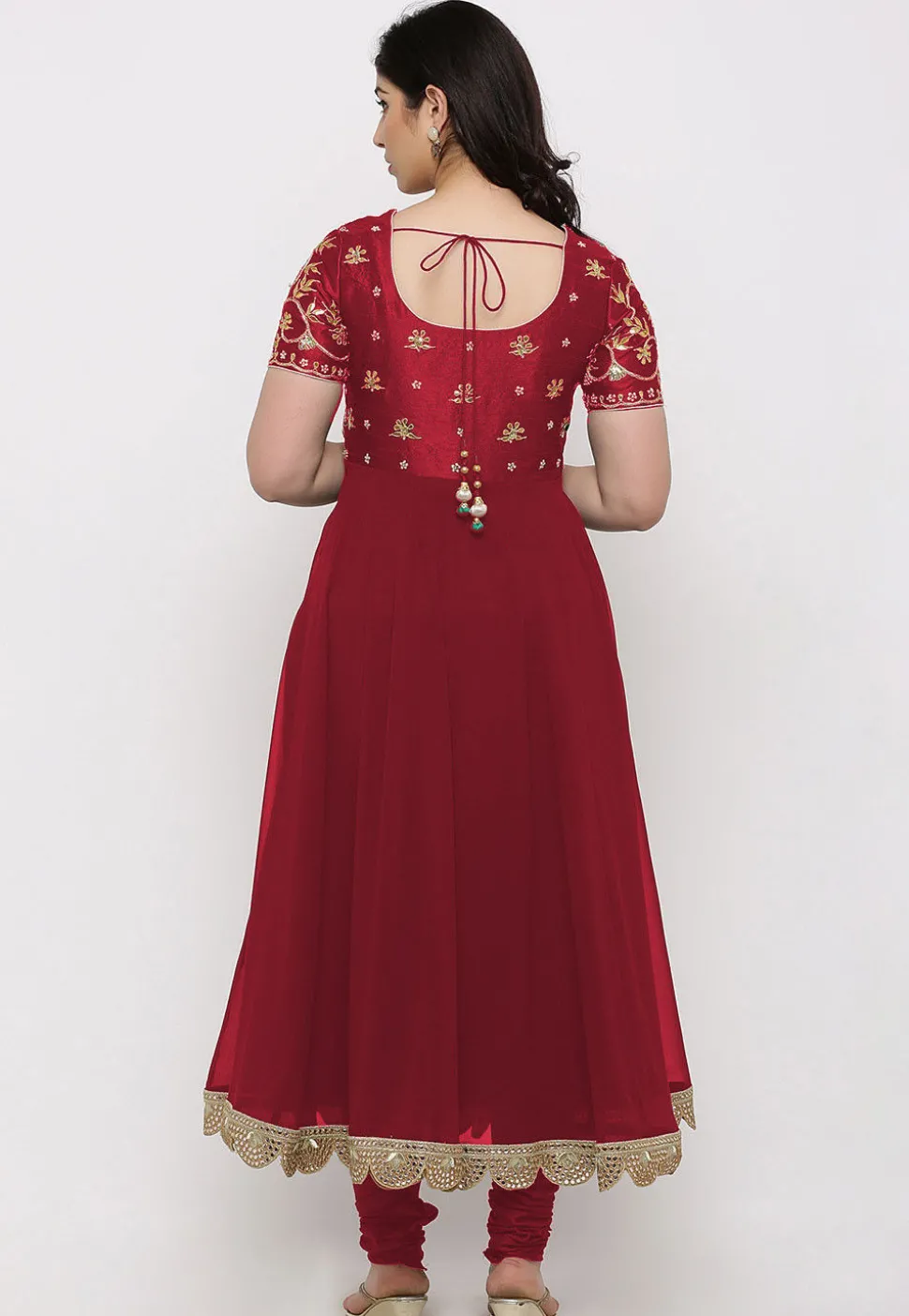 Gota Patti Georgette Anarkali Suit in Maroon