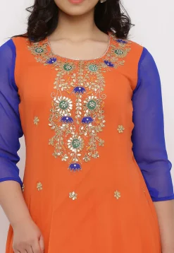 Gota Patti Georgette Anarkali Suit in Orange
