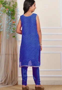 Gota Patti Georgette Straight Suit in Royal Blue