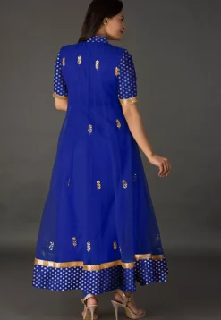 Gota Patti Net Anarkali Suit in Royal Blue