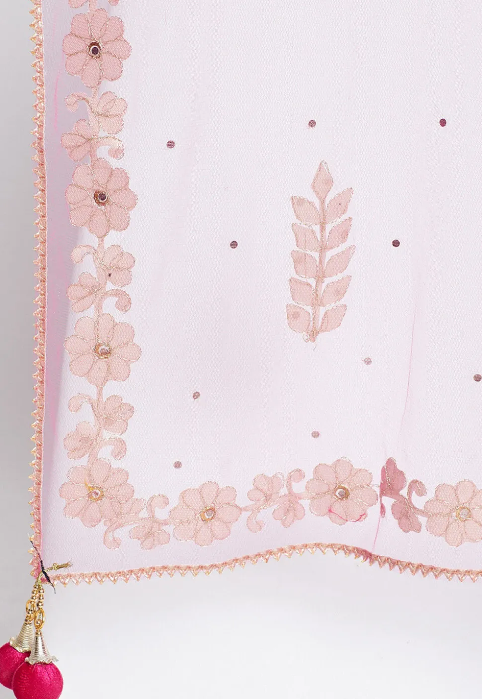 Gota Patti Net Dupatta in Pink
