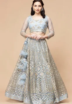 Gota Patti Net Lehenga in Sky Blue