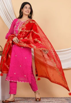 Gota Patti Organza Dupatta in Red