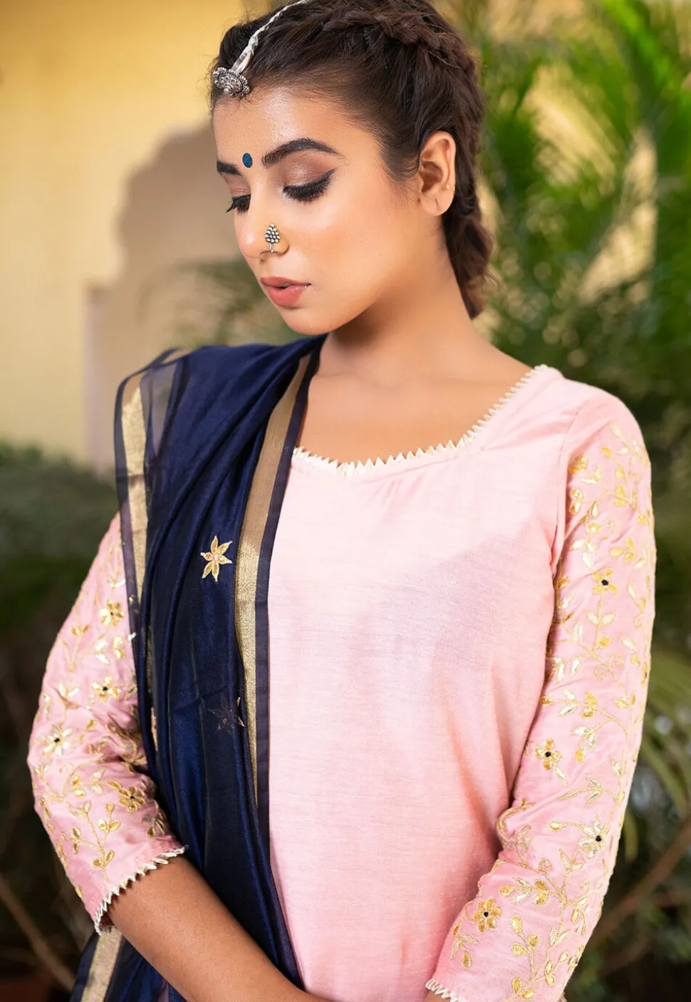 Gota Patti Pure Cotton Silk Lehenga in Pink