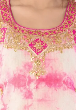 Gota Patti Pure Kota Silk Straight Suit in Pink
