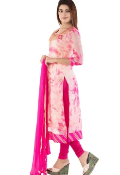 Gota Patti Pure Kota Silk Straight Suit in Pink