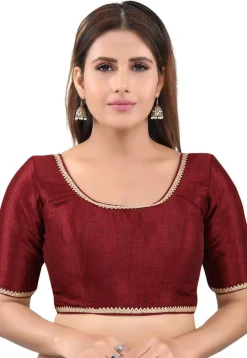 Gota Work Art Silk Blouse in Maroon