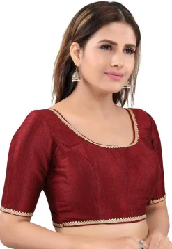 Gota Work Art Silk Blouse in Maroon