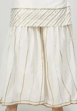 Gota Work Chanderi Cotton Pakistani Suit in Off White