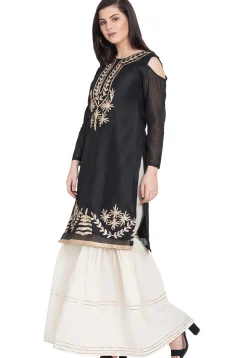 Gota Work Chanderi Silk Pakistani Suit in Black