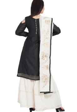 Gota Work Chanderi Silk Pakistani Suit in Black