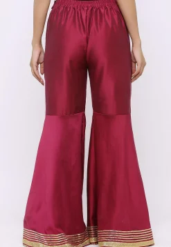 Gota work Cotton Silk Sharara in Magenta