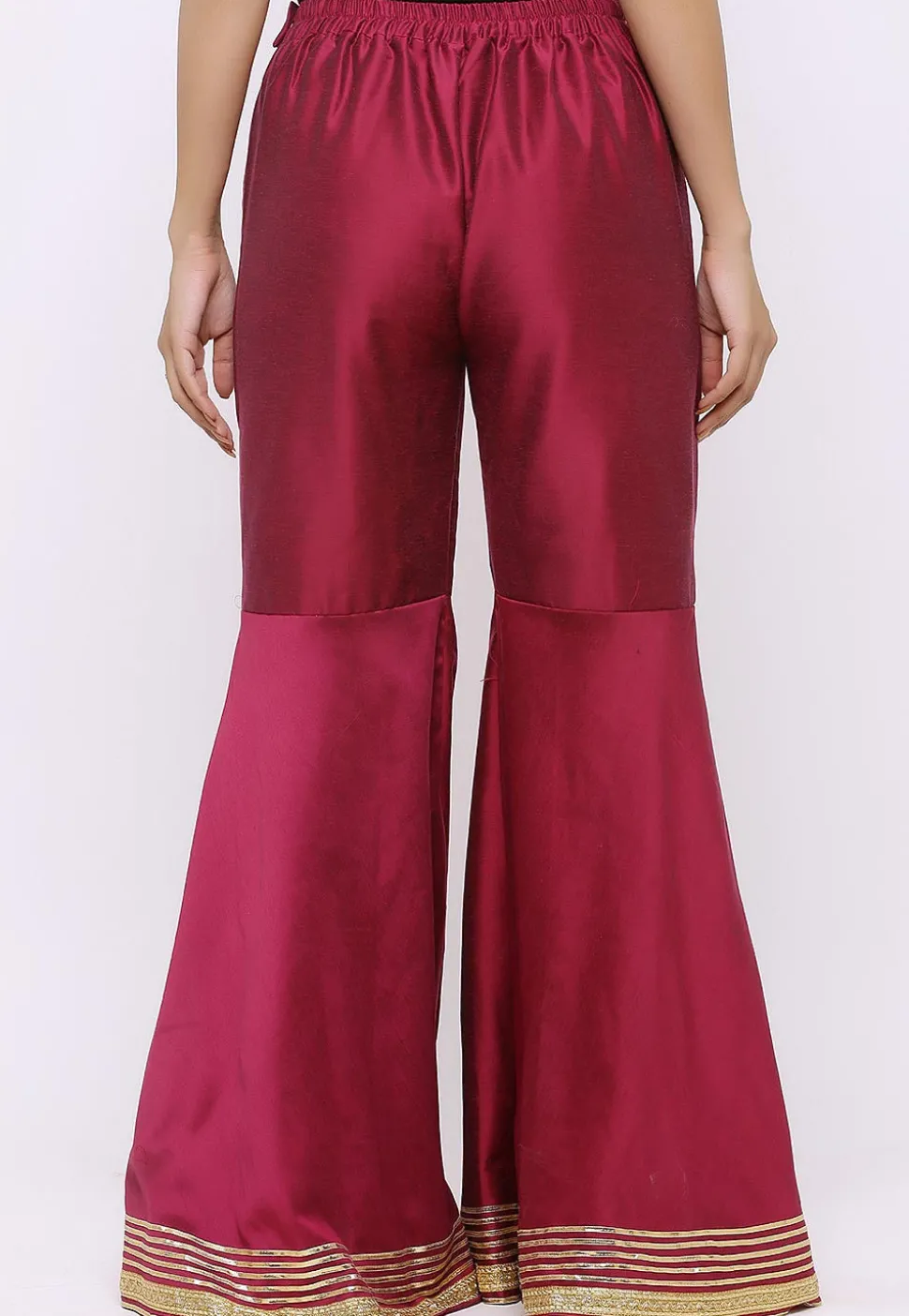 Gota work Cotton Silk Sharara in Magenta