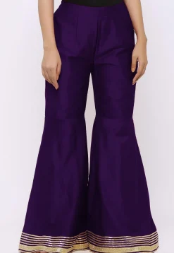 Gota work Cotton Silk Sharara in Purple
