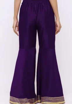 Gota work Cotton Silk Sharara in Purple