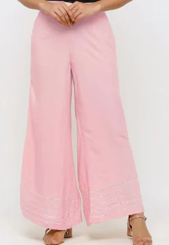 Gota work Rayon Palazzo in Pink