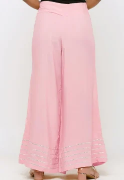 Gota work Rayon Palazzo in Pink