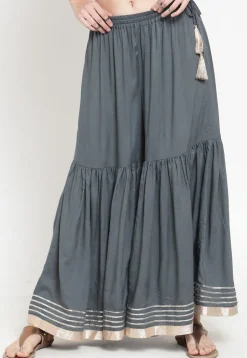 Gota Work Rayon Palazzo in Grey