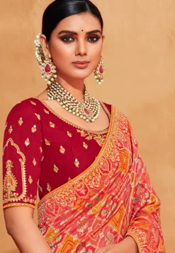 Half N Half Art Silk Jacquard Saree in Multicolor and Beige