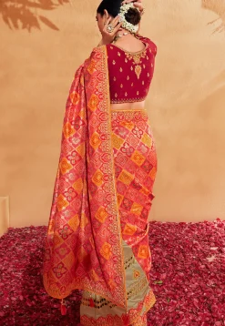 Half N Half Art Silk Jacquard Saree in Multicolor and Beige