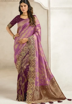 Half N Half Art Silk Saree in Light Purple and Violet