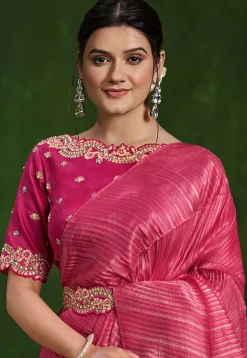 Half N Half Art Silk Saree in Pink and Beige
