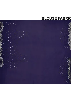 Half N Half Georgette Brasso Saree in Navy Blue and Blue