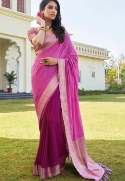 Half N Half Georgette Saree in Pink and Wine