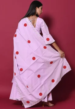 Hand Block Printed Cotton Lehenga in Light Purple