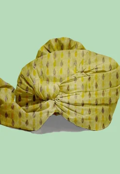 Hand Block Printed Crepe Kids Turban in Yellow