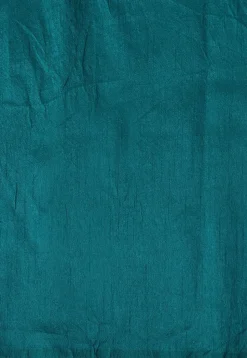 Hand Block Printed Georgette Saree in Teal Blue and Green