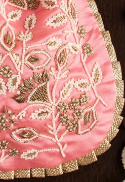 Hand Embroidered Art Silk Potli Bag in Pink