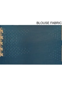 Hand Embroidered Art Silk Saree in Dark Teal Blue