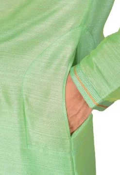 Hand Embroidered Art Silk Kurta in Pastel green