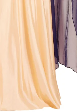 Hand Embroidered Art Silk Gown in Light Peach and Navy Blue
