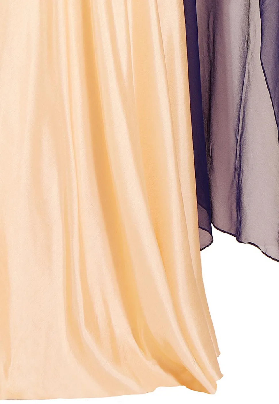 Hand Embroidered Art Silk Gown in Light Peach and Navy Blue