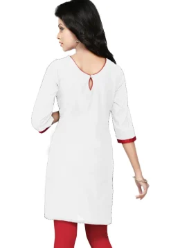 Hand Embroidered Cotton Silk Kurti in Off White