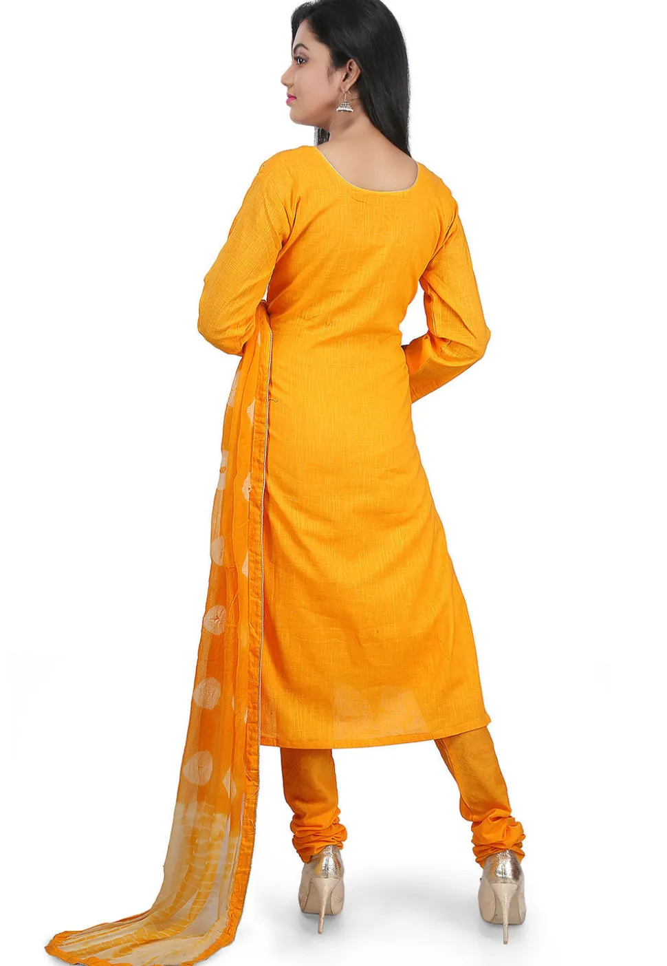 Hand Embroidered Cotton Straight Suit in Yellow