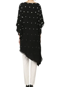 Hand Embroidered Georgette Kaftan Style Kurta Set in Black