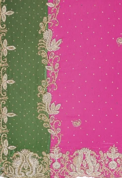 Hand Embroidered Georgette Saree in Fuchsia