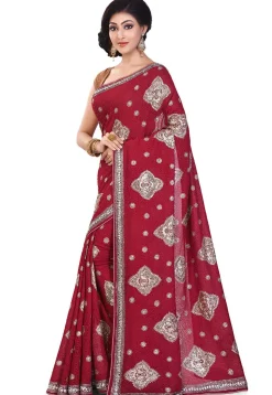 Hand Embroidered Georgette Saree in Maroon