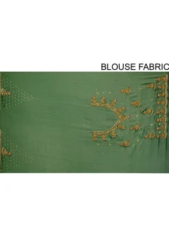 Hand Embroidered Georgette Saree in Dark Green