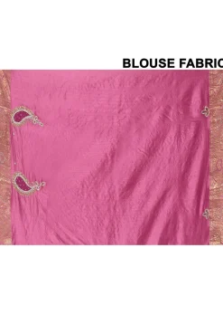 Hand Embroidered Kanchipuram Silk Saree in Pink