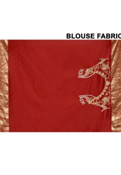 Hand Embroidered Kanchipuram Silk Saree in Maroon
