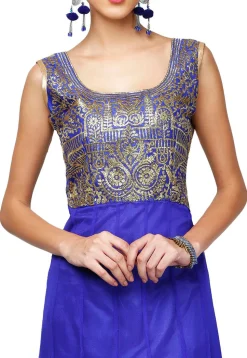 Hand Embroidered Net Anarkali Suit in Blue