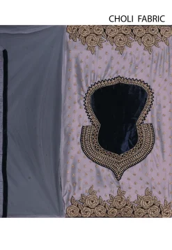 Hand Embroidered Net Lehenga in Grey